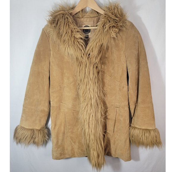 giacca Jackets & Blazers - Vintage Giacca Penny Lane Leather Faux Fur Trim Jacket Size Large